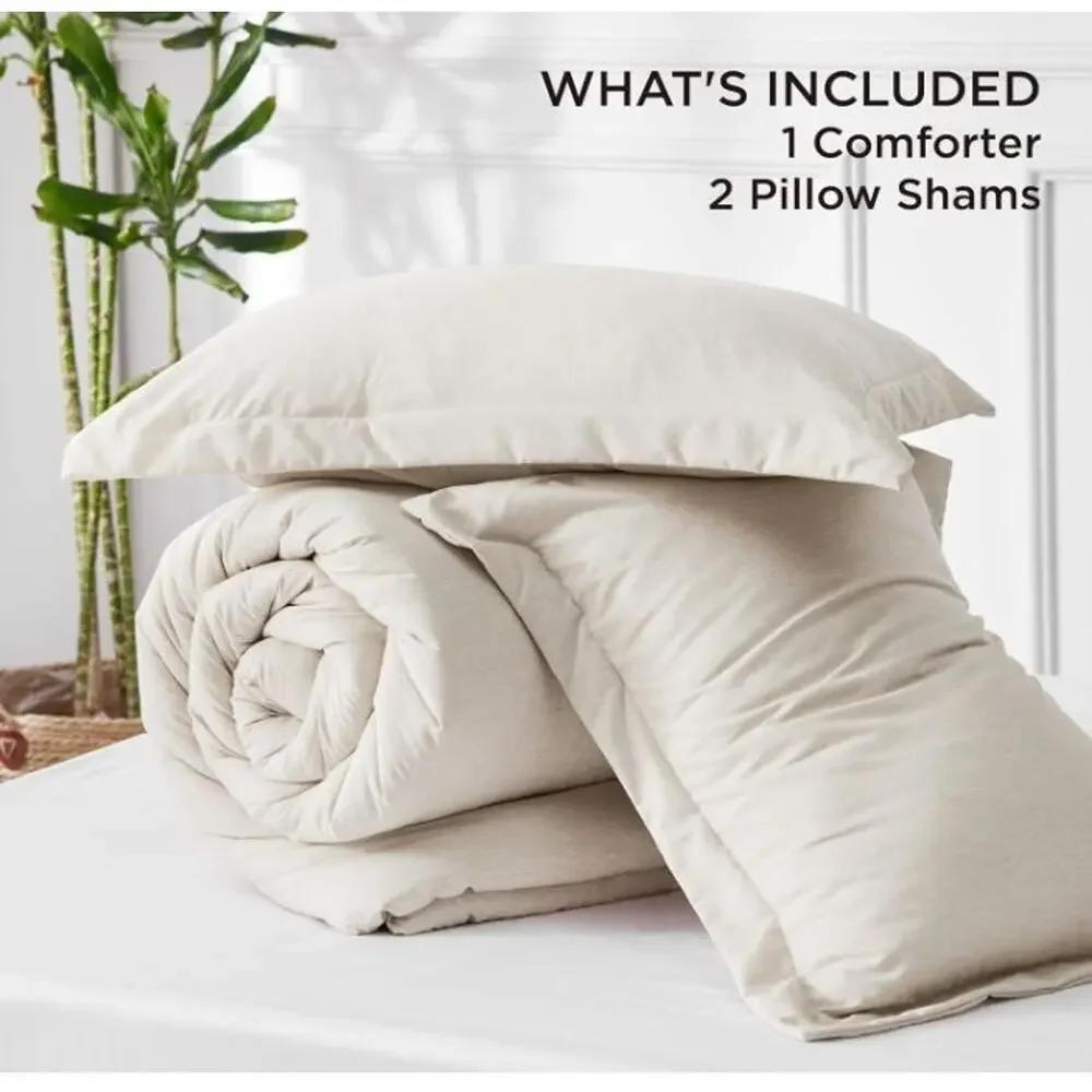 BEDSURE Get Cozy Calif King Comforter Set + 2 Pillow Shams White--Sz 96